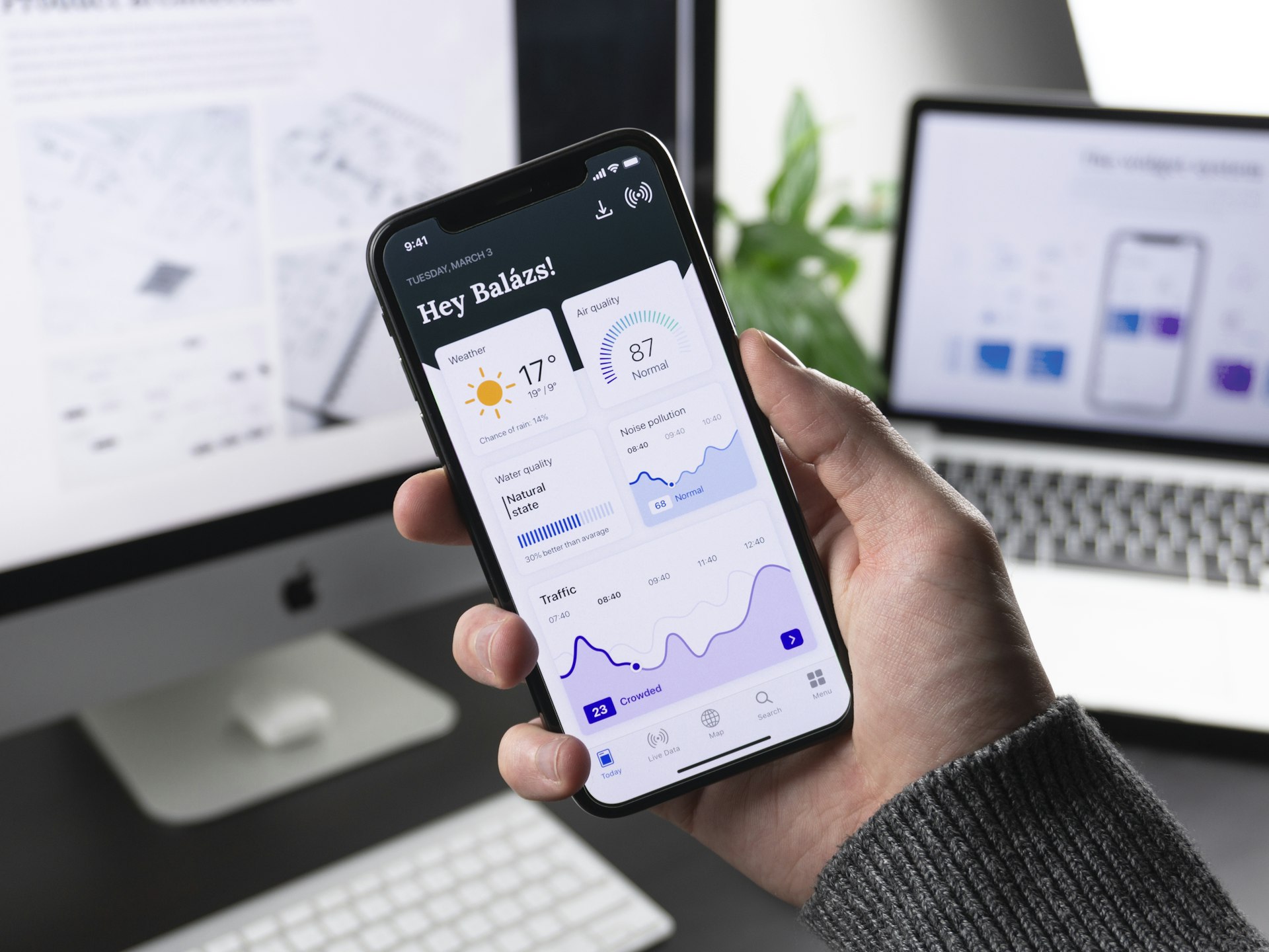 Mobile app displayed on a smartphone for business customers